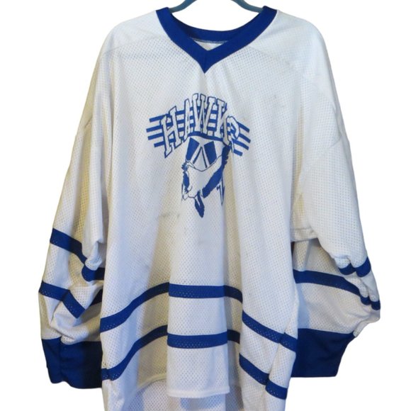 Dakka Two Hockey Jerseys Hawks One Game Or Practice Worn Blue White XL XXL - Picture 5 of 16